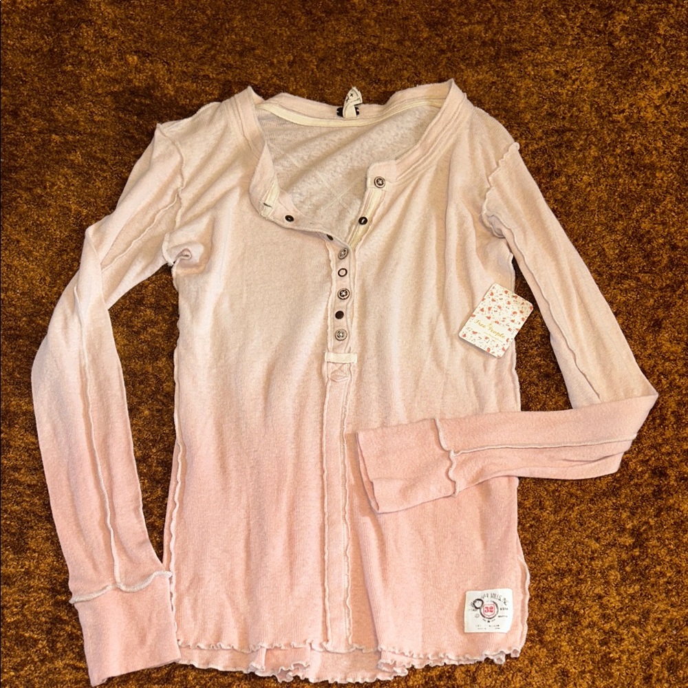 Free People Light Pink Long Sleeve Top